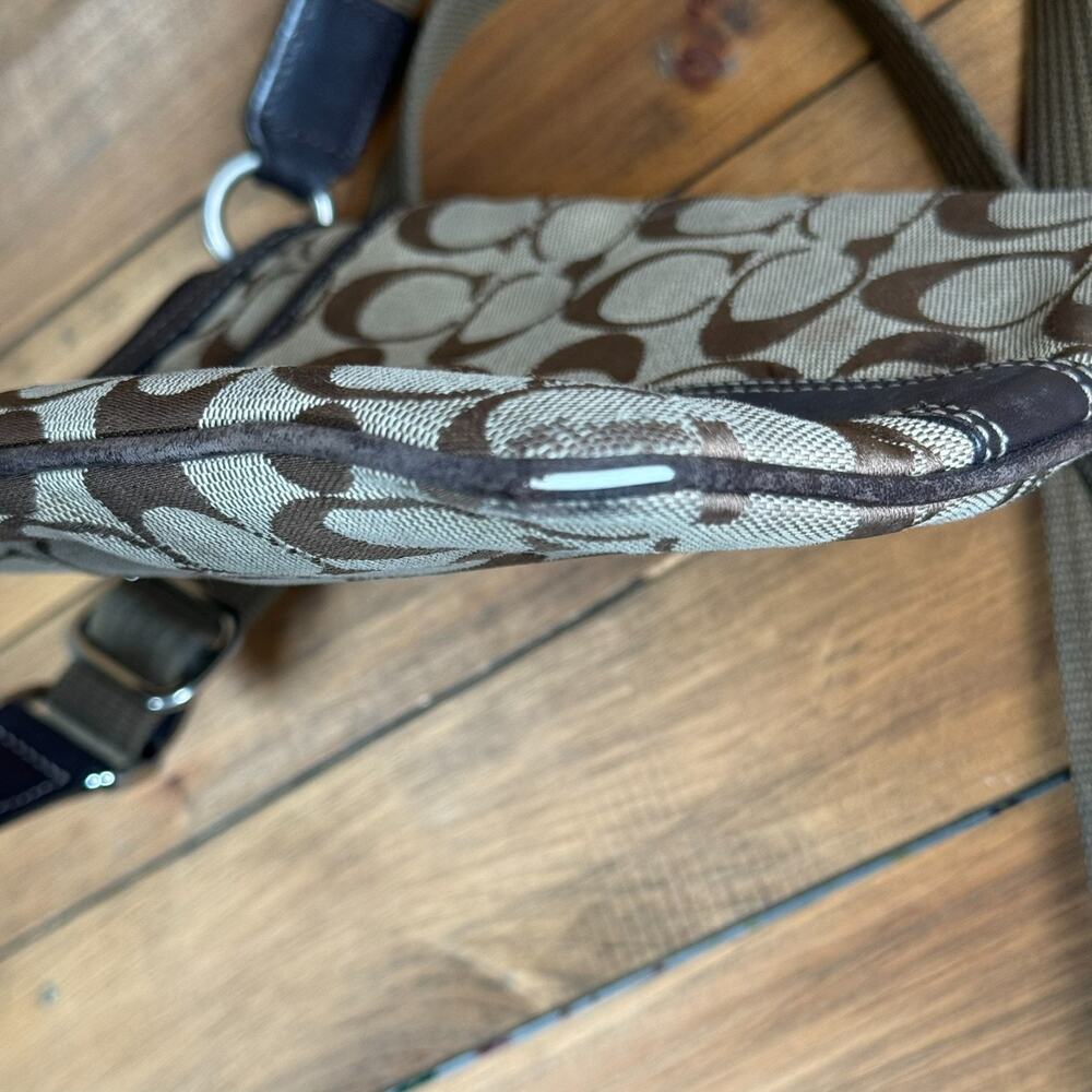 Coach Signature Jacquard‎ Crossbody Shoulder Bag Brown Canvas/Leather - Picture 5 of 8